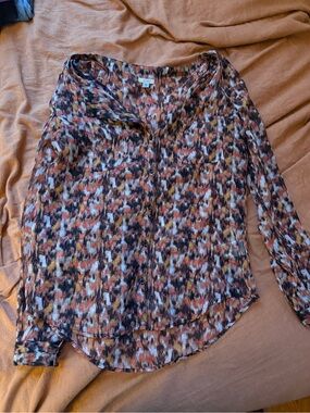 Ecote orange abstract print blouse
